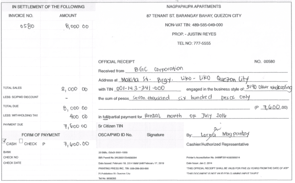 How to Write a NonVAT Official Receipt?