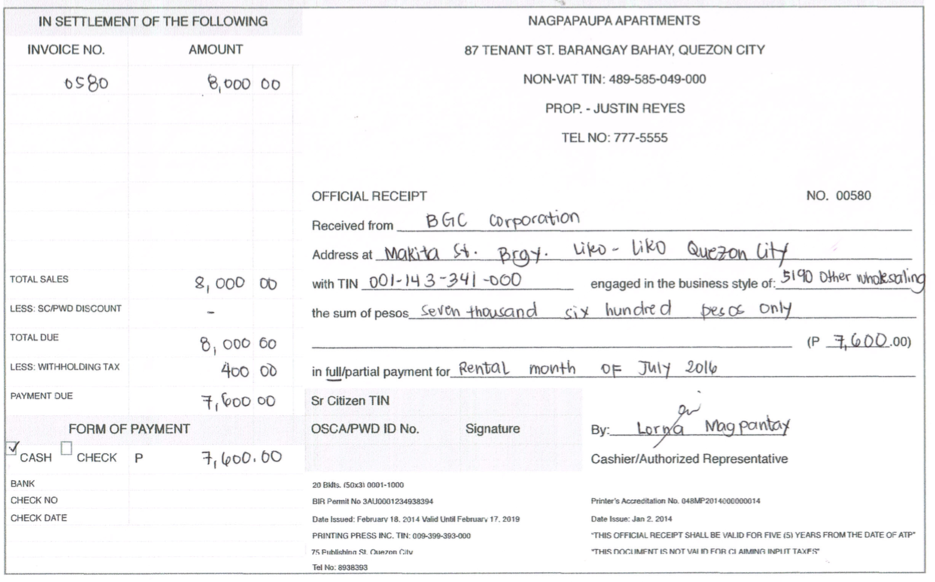 How To Write A Non VAT Official Receipt 