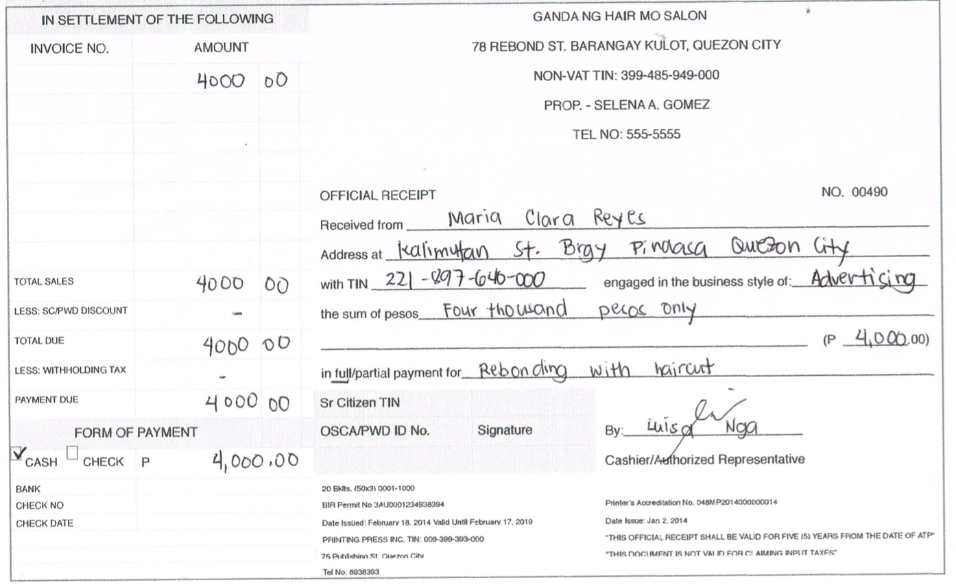 How To Write A Non VAT Official Receipt 