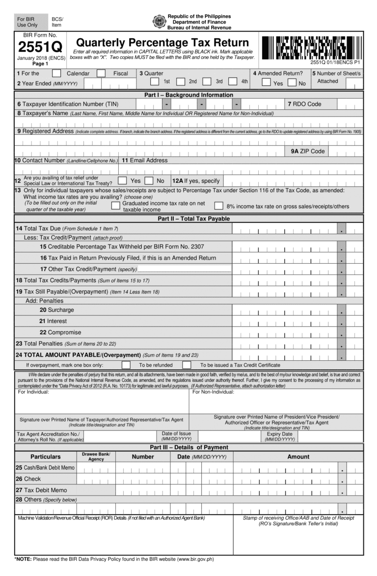 Complete Guide to Quarterly Percentage Tax (BIR Form 2551Q)