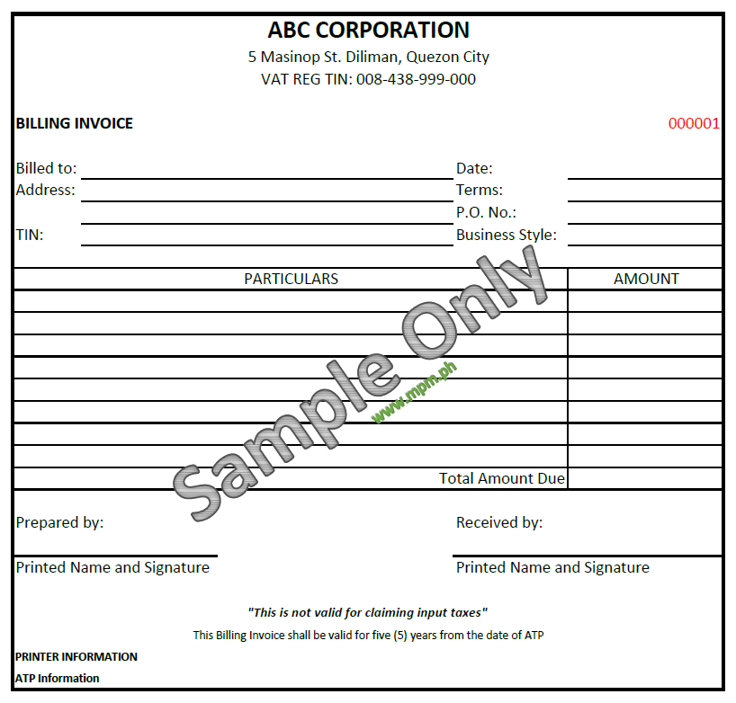 sample bill of particulars