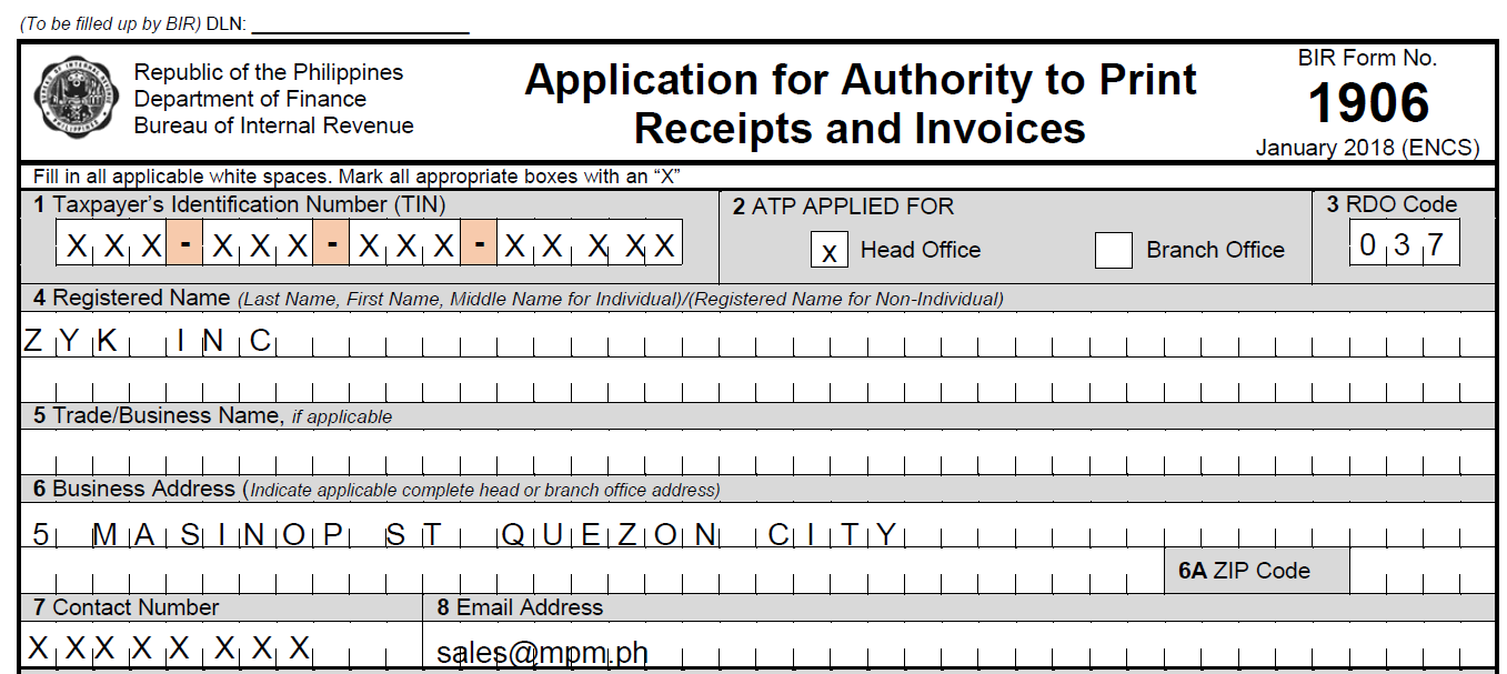 Authority To Print Receipt And Invoices Bir Form No 1 - vrogue.co