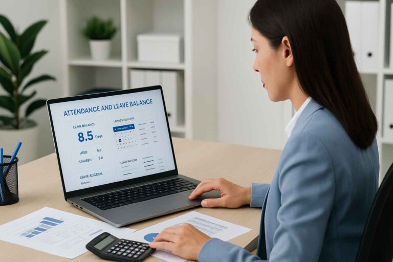 HR doing leave conversion on computer.