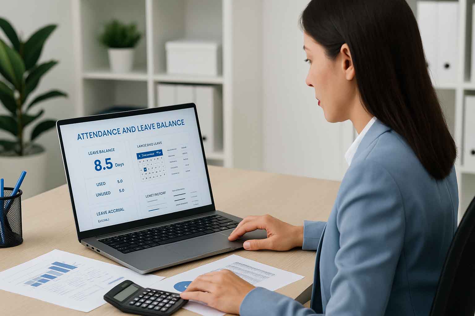 HR doing leave conversion on computer.