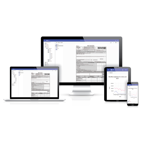 Desktop, tablet and mobile screens showing MPM Accounting screenshot